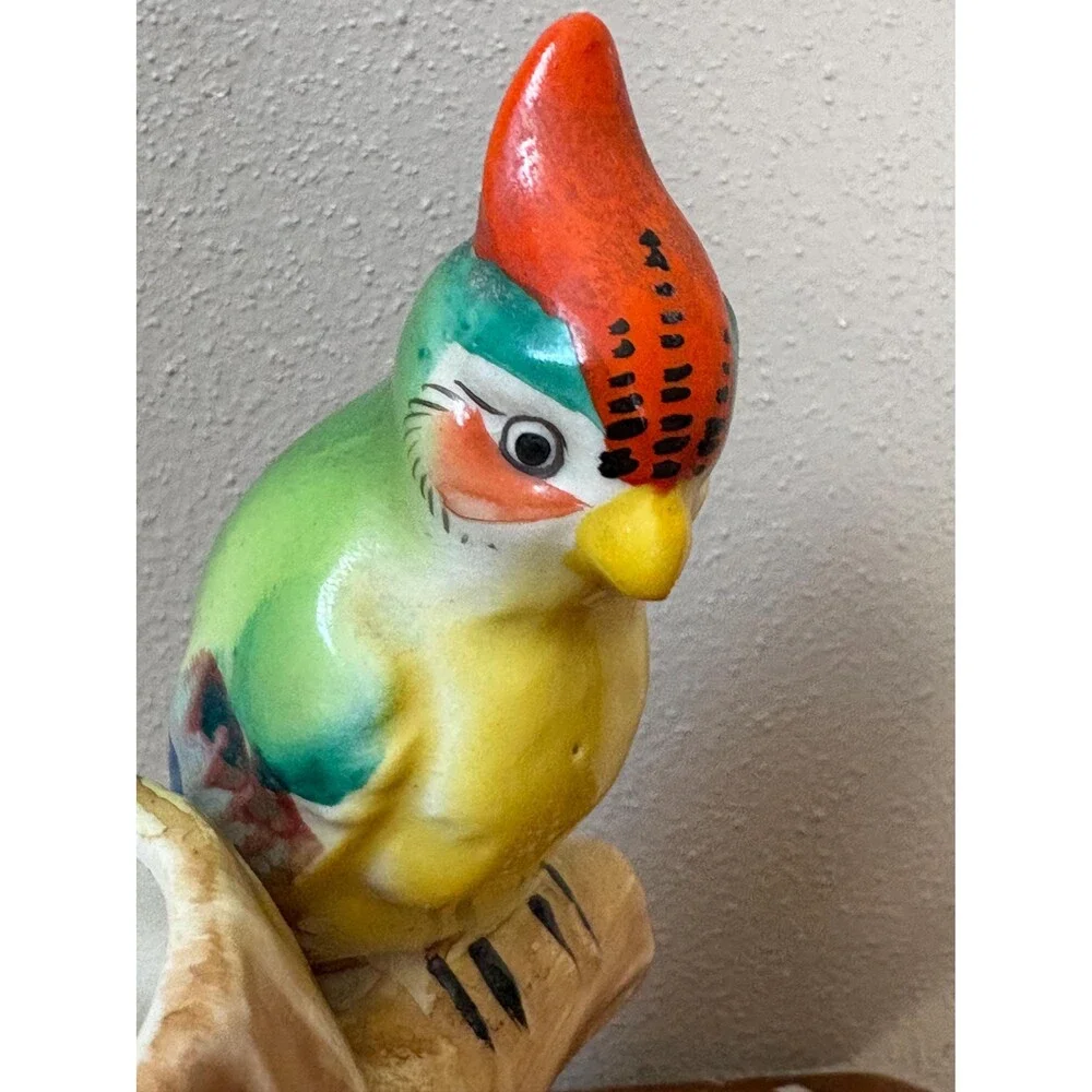 Vintage Torii Brand Bud Vase Planter Parrot Bird On Branch Japan